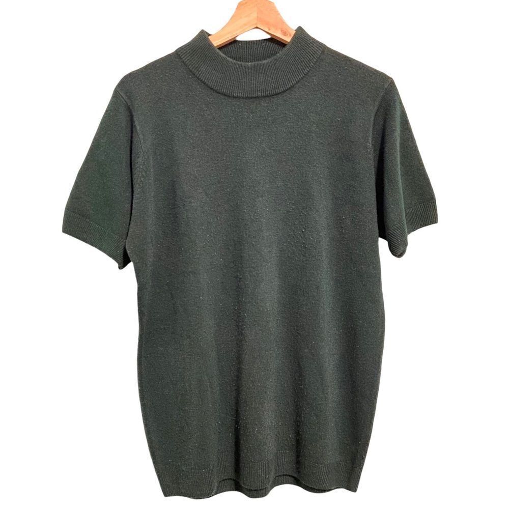 Requirements Cowl Neck Short Sleeve Top in Color Green in Size Large